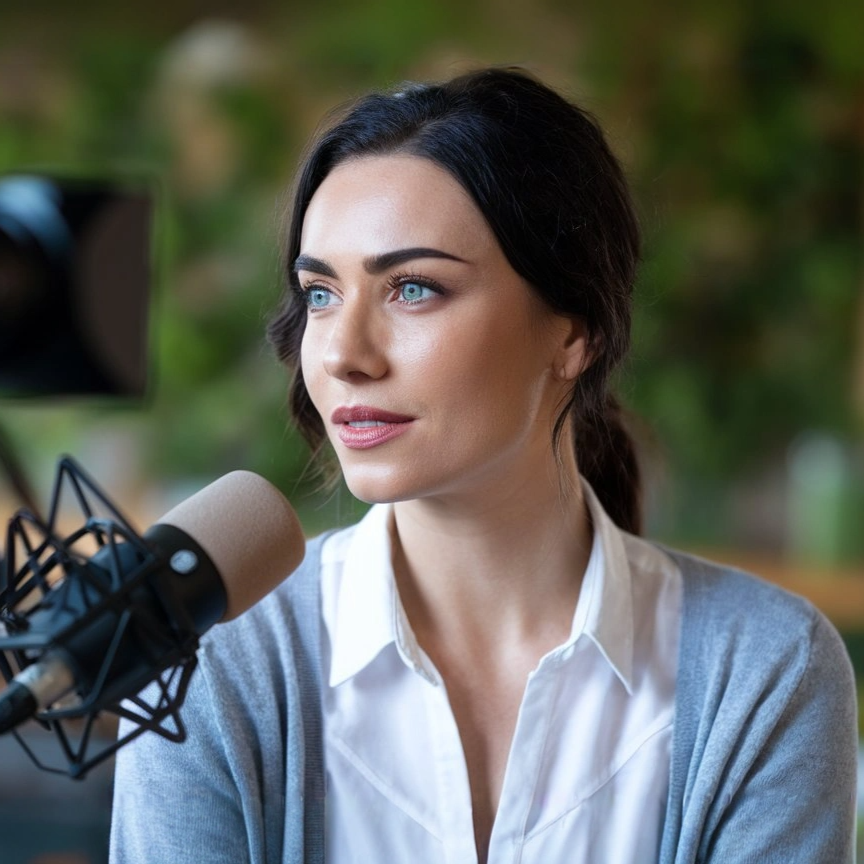 AI Actor in podcast studio 